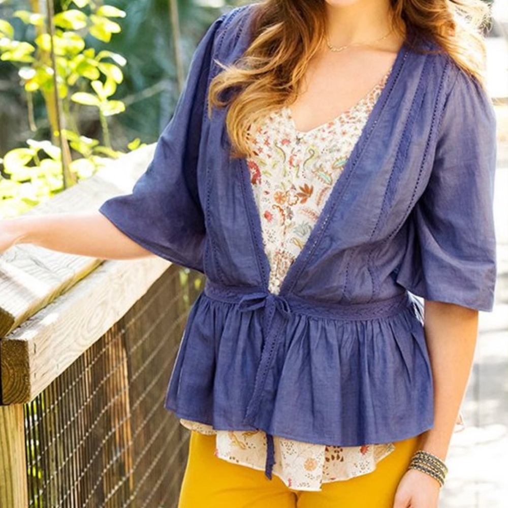 Matilda Jane Indigo Tie-Front Peplum Tunic